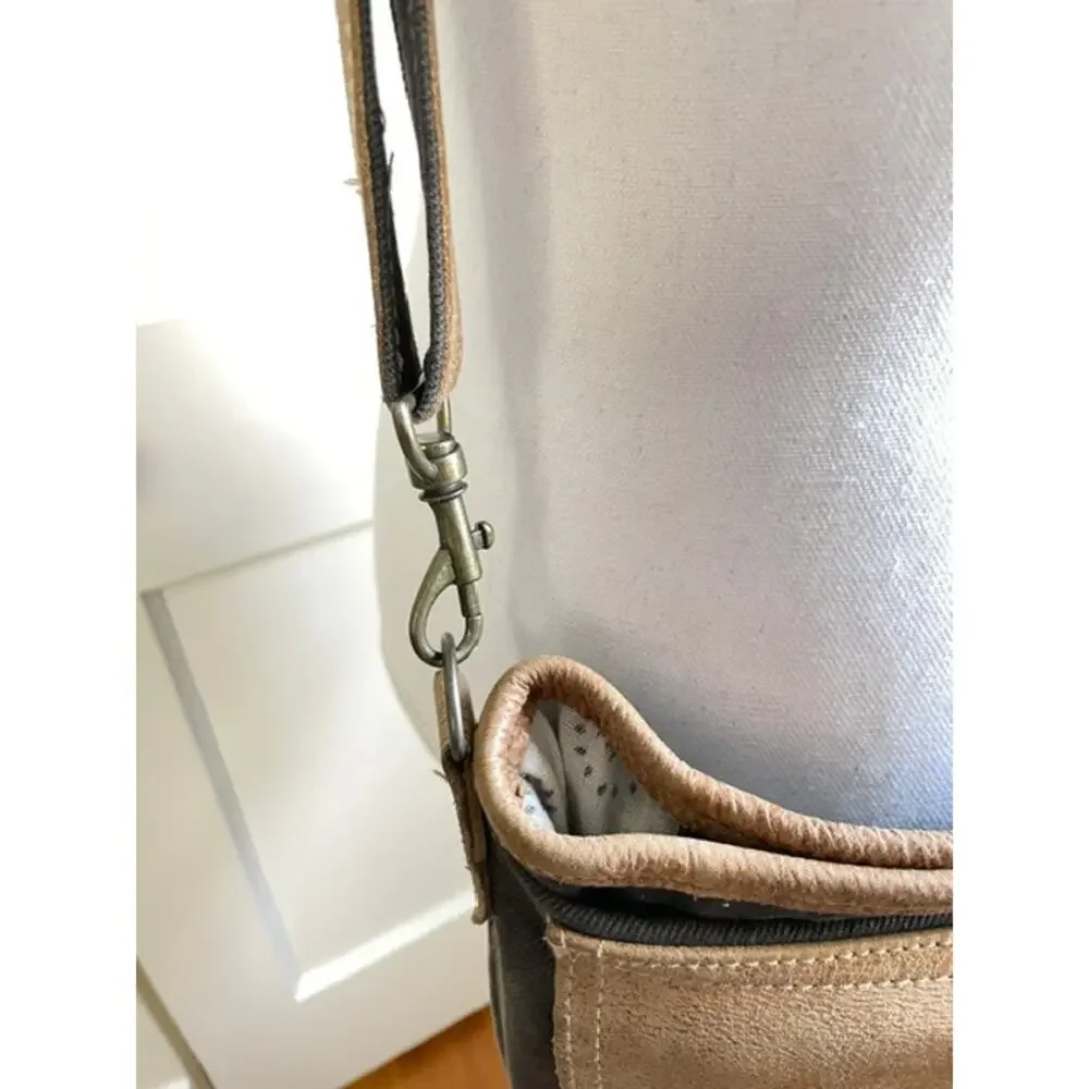 Myra Bag Canvas & Leather Crossbody Shoulder Bag Boho Western Farmhouse Tote